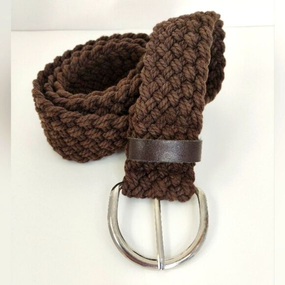 Brown Braided Belt with Silver buckle fits 28 in to 32 in waist - Picture 1 of 9
